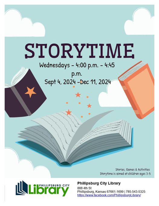 Come join us on Wednesdays at 4:00 p.m. for StoryTime!  